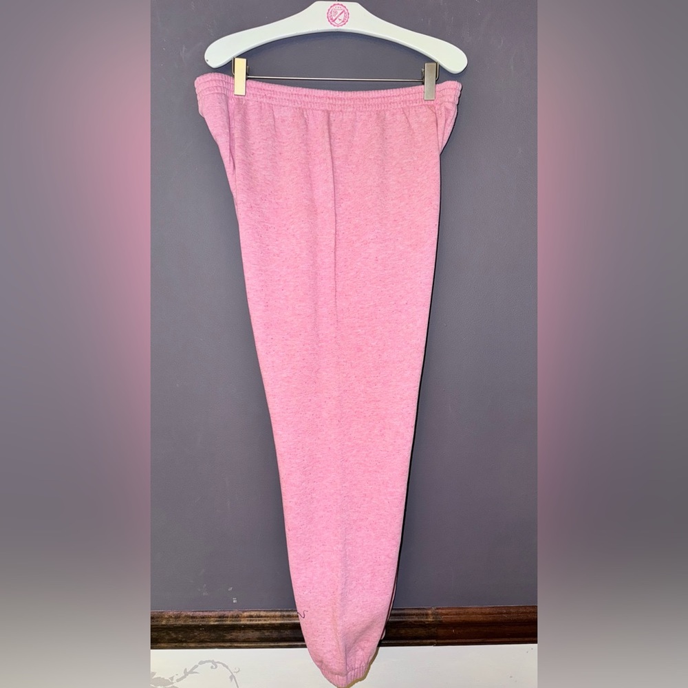 VS PINK VINTAGE 2013 Y2K SKINNY JOGGER SWEATPANTS SPECKLED PINK SCRIPT LOGO HTF - Picture 4 of 8